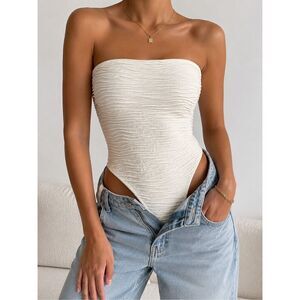 Princess Polly Ivory Textured Strapless Bodysuit Size 4 Y2K Going Out